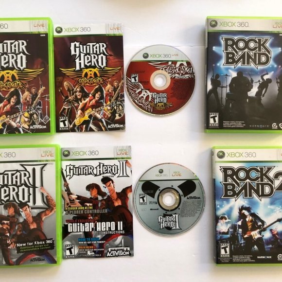 Xbox 360 Guitar Hero Gibson Les Paul Guitar Controller Bundle 6 Games RockBand, - Picture 9 of 9